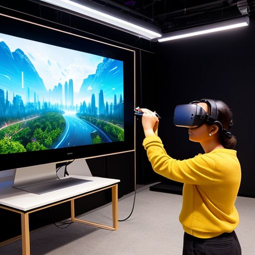 Una Diseñadora de XR creando un espacio virtual