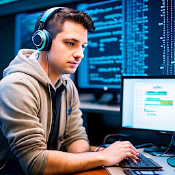 Informático forense en su trabajo de datos