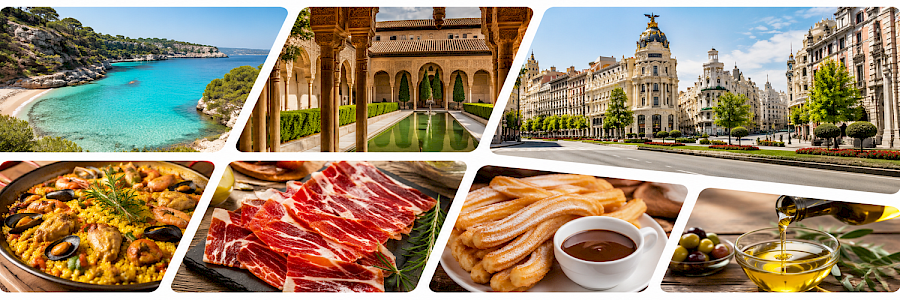 Costas, patrimonio histórico y gastronomía representativos del turismo en España
