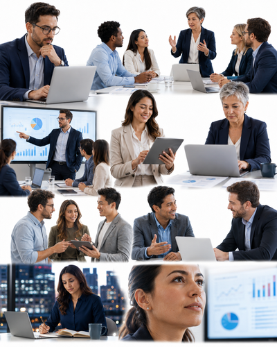 Analistas de empresas revisando datos, indicadores y oportunidades de mejora